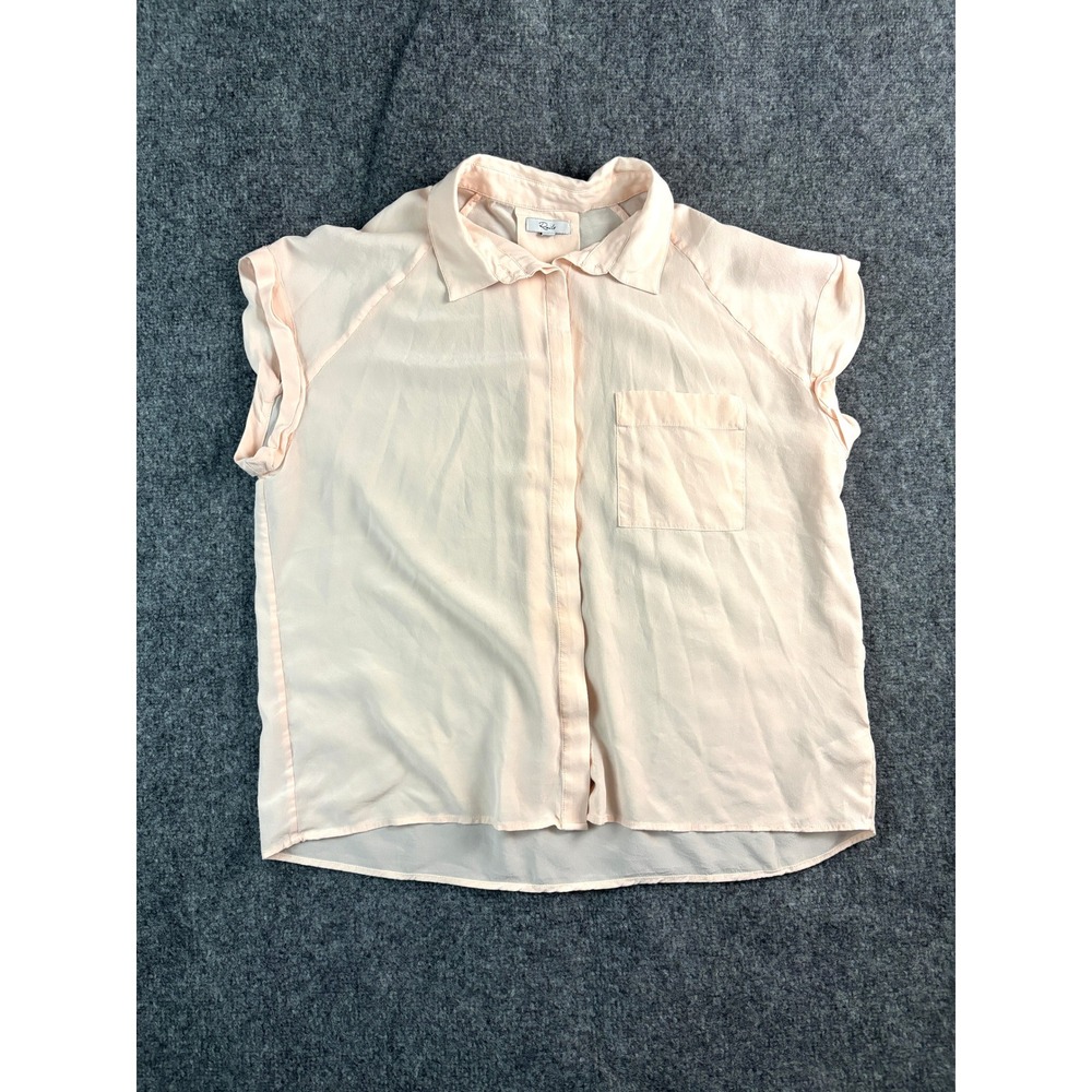 Rails Blush Pink Cap Sleeve Collared Blouse Women's Large FLAW